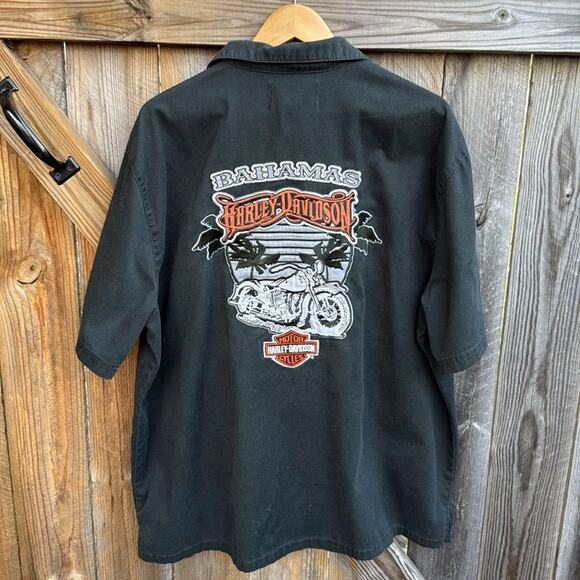 Harley-Davidson Men's Black Button Down Garage Shirt with Patches 2X - Picture 1 of 7